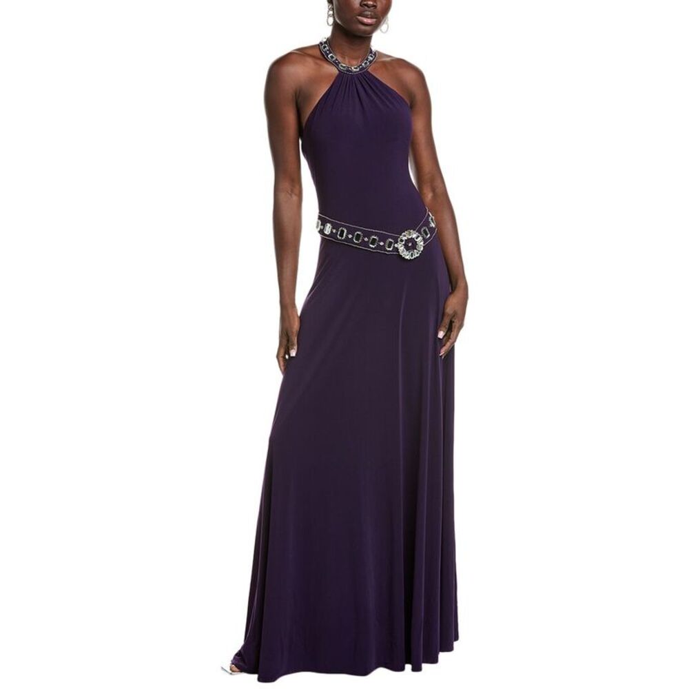 Issue New York Womens Embellished Halter Gown